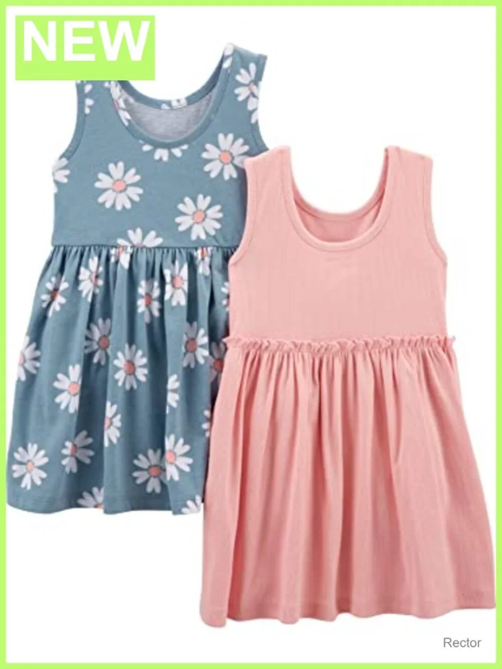 Kids Girls 2-Pack Dress Set Short Sleeve Sleeveless Pullover Casual